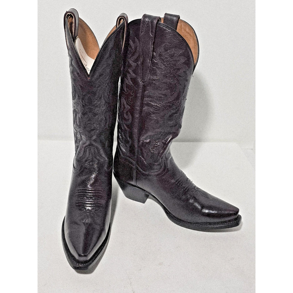 Dan Post Milwaukee Men's Size 6.5 Black Cherry Leather Western Boots Snip Toe